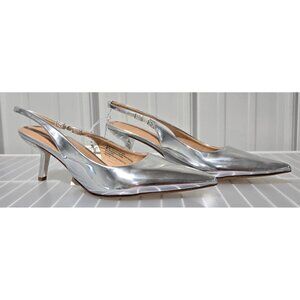A New Day Aubrey Metallic Silver Slingback 2" Heels w/ Pointed Toe -- Size 11